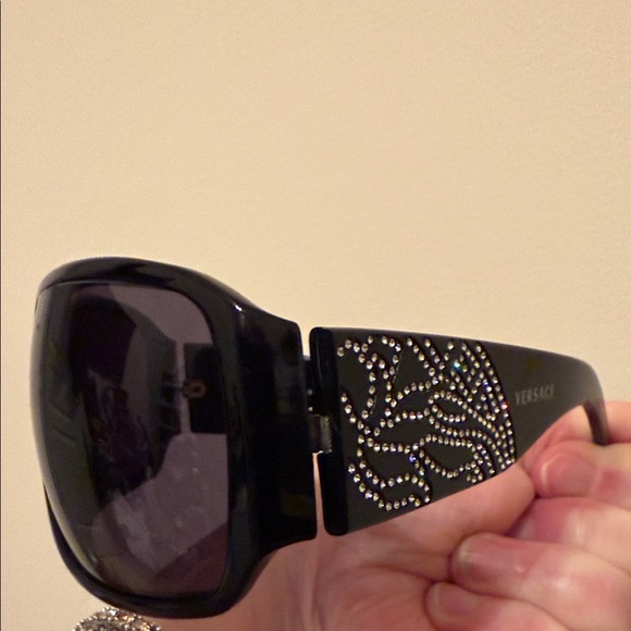 Versace Black Sunglasses with Silver Crystal Accent main image 6